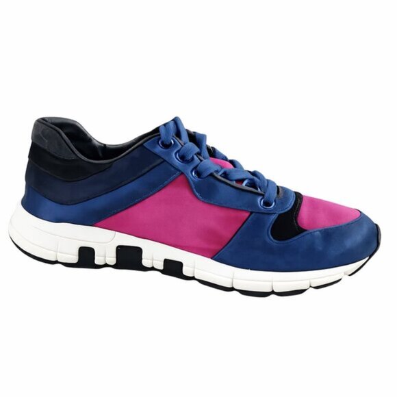Gucci Web Runner Color Block Navy Fuchsia Lace-Up Trainers Size 36.5 (US 6.5) - Picture 4 of 13